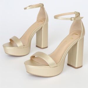 LULUS Arrabella Platform Ankle Strap Heels in Gold